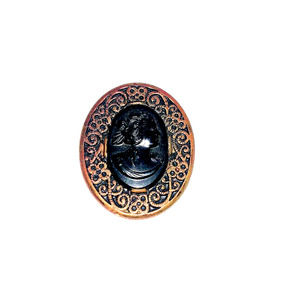 Antique Funeral Mourning Cameo Brooch Black Oval Unsigned Pin FREE SHIPPING
